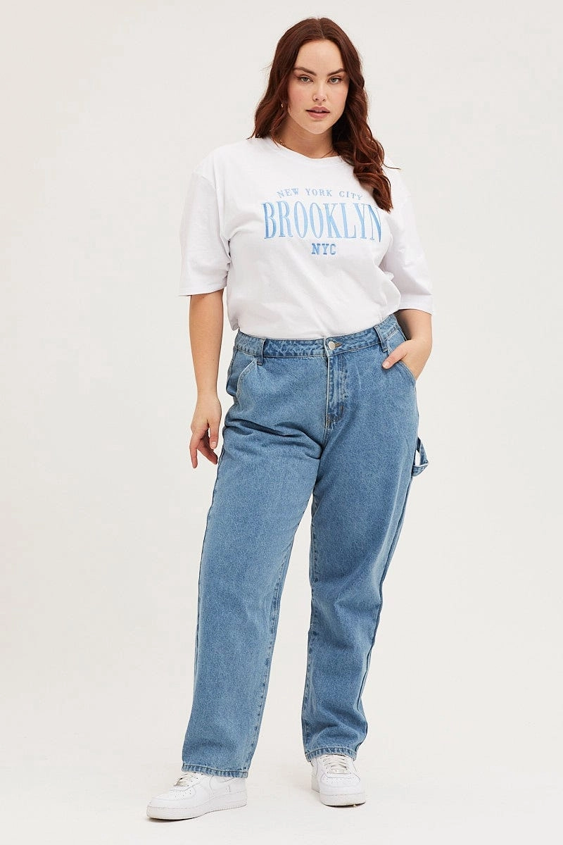 Stretch Comfort Active Wear Blue High Rise Carpenter Denim Jeans