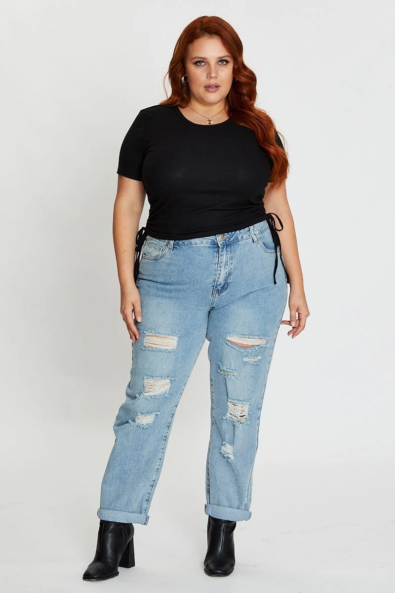 Blue Mid Rise Boyfriend Denim Jeans Minimalist Rainy Day Vintage Lover Street Smart