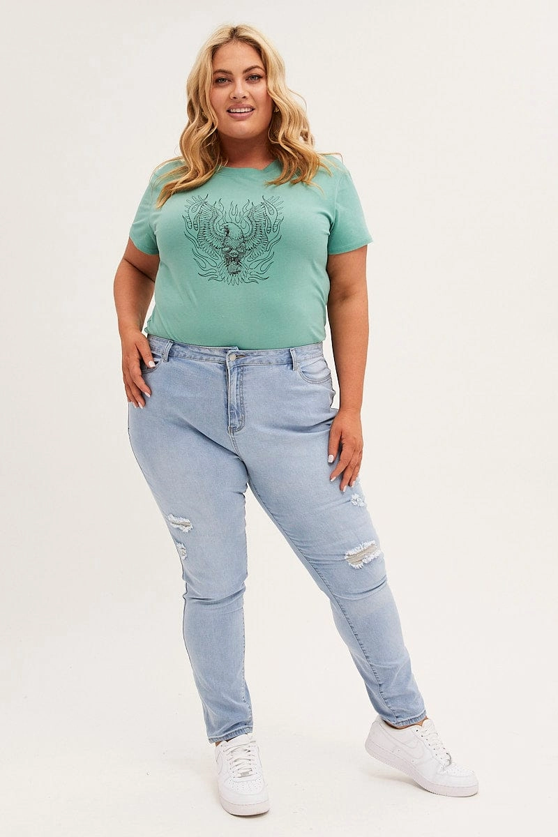 Blue Mid Rise Skinny Jeans Everyday Ready Spring Mood Trendy