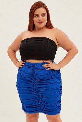 Silicone Grip Trim Lightweight Blue Mini Skirt Ruched