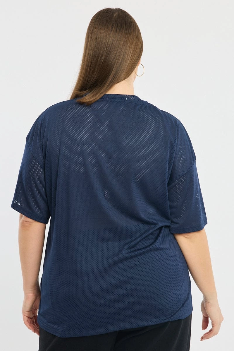 Blue Sport Tee Short Sleeve V-neck Valentine's Day