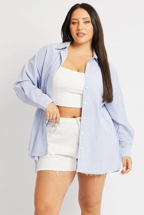 Blue Stripe Relaxed Shirt Long Sleeve Cruise Collection Mountain Escape