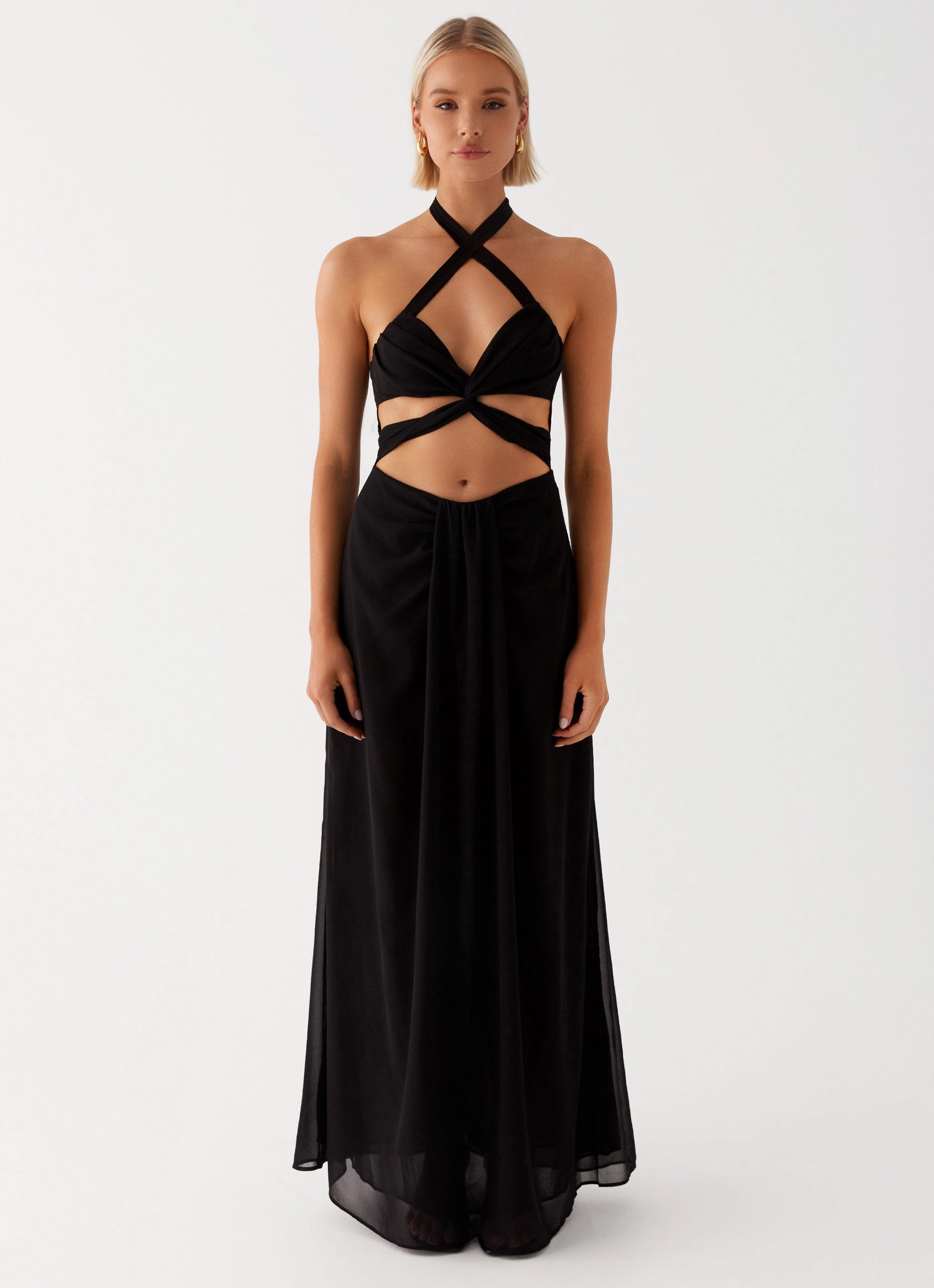 ElasticWaistband Clean Finish Lady Marmalade Maxi Dress - Black