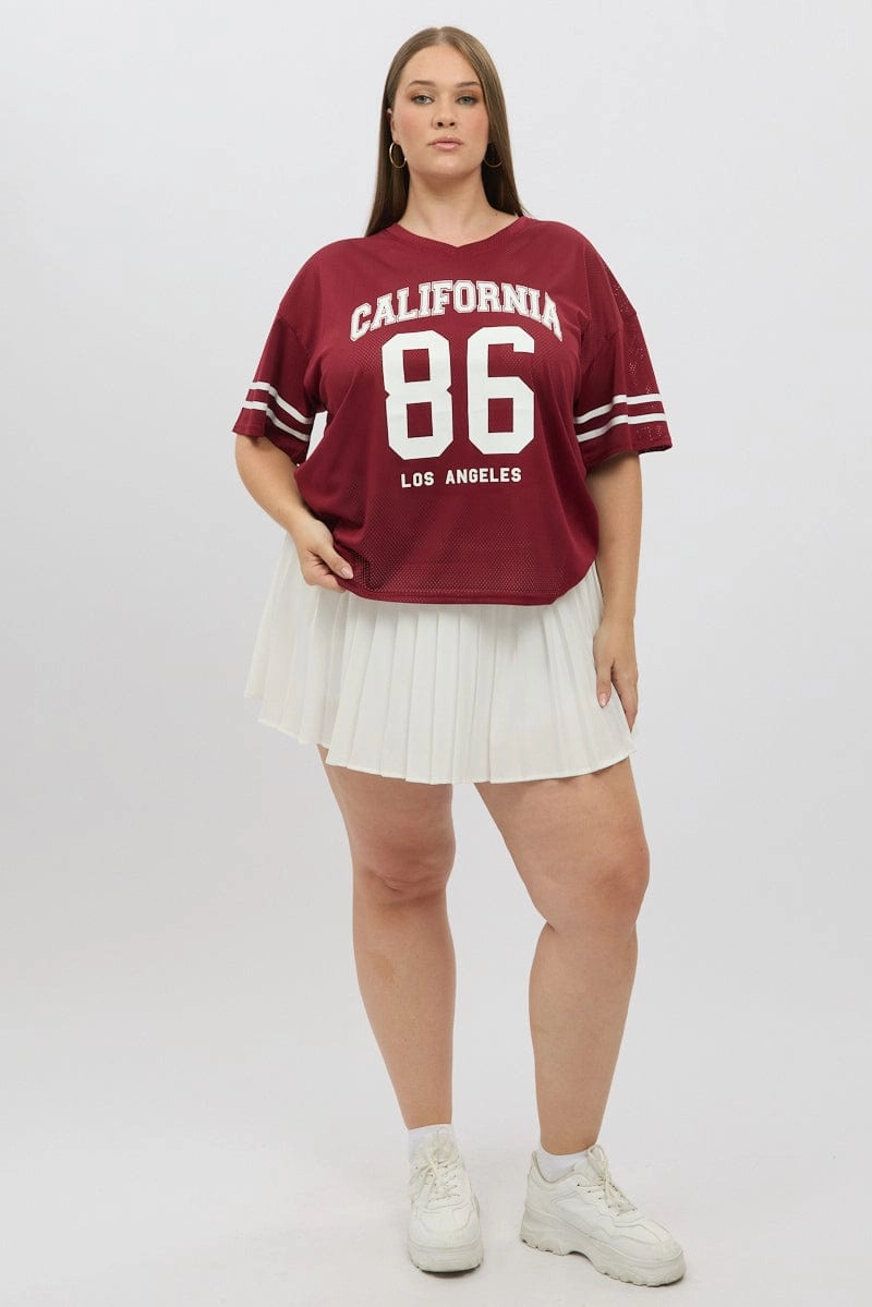 Odor Resistant Material Red Graphic Tee Short Sleeve V Neck