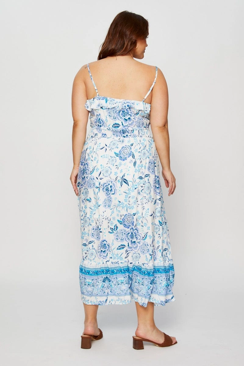 Vibrant color dress Boho Print Maxi Dress Square Neck Short Sleeve