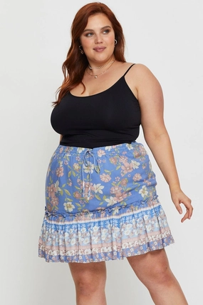 Road Trip Boho Print Mini Skater Skirt Elastic Waist