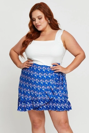 Neat Mood Easy Vibe Boho Print Mini Skater Skirt Ruffle Hem