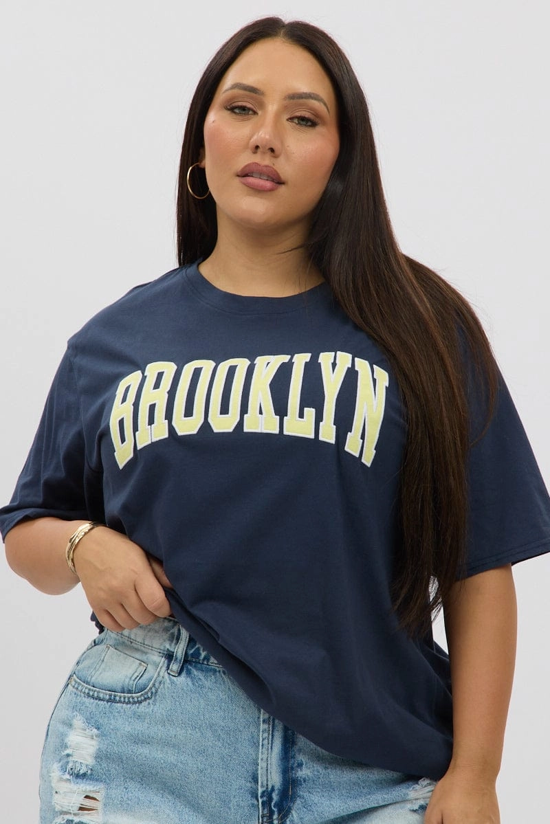 Stretchable Weave Modern and Soft Blue Graphic T Shirt Short Sleeve Crew Neck