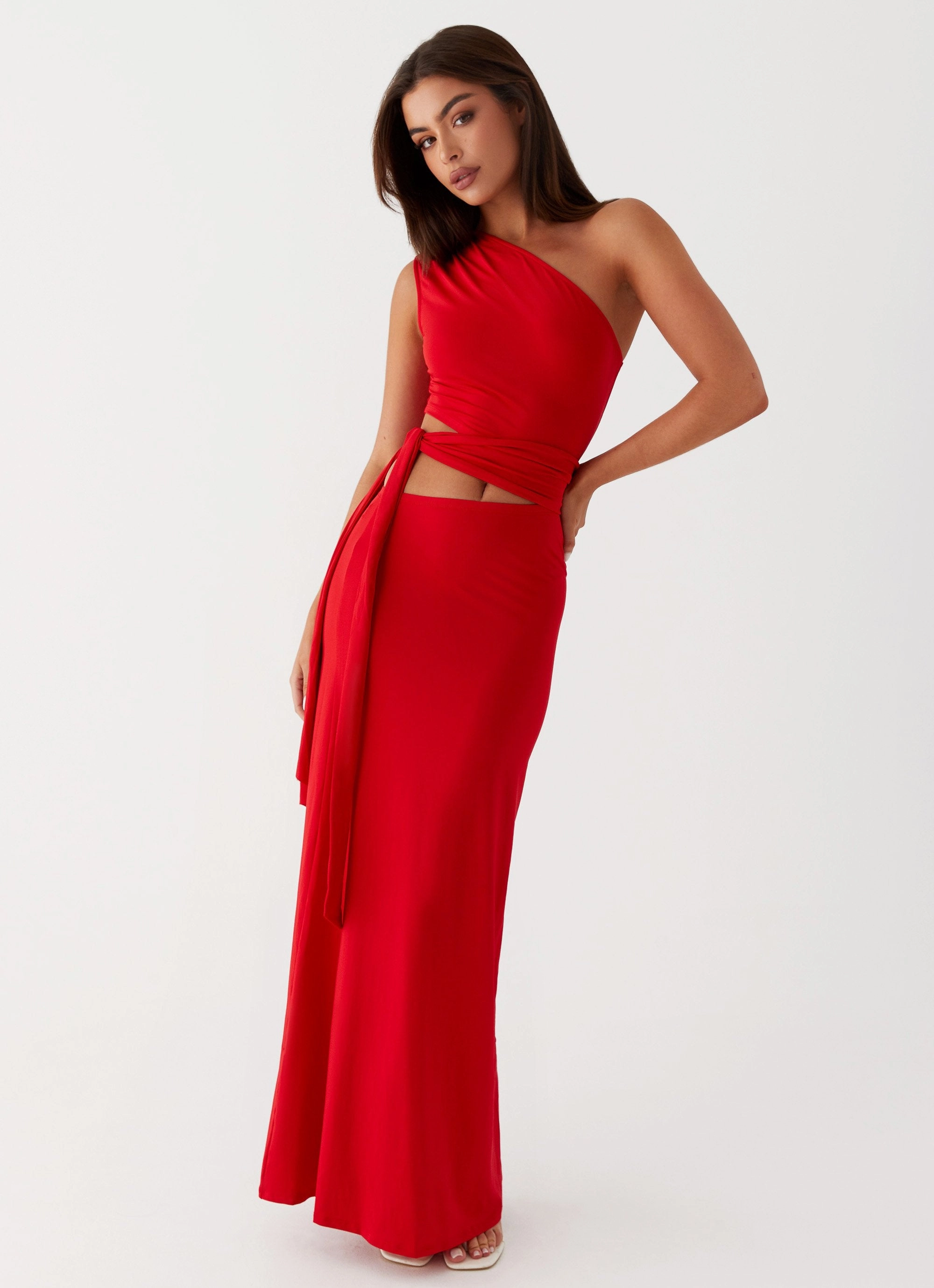 Adjustable-Straps Love Me Tie Maxi Dress - Red