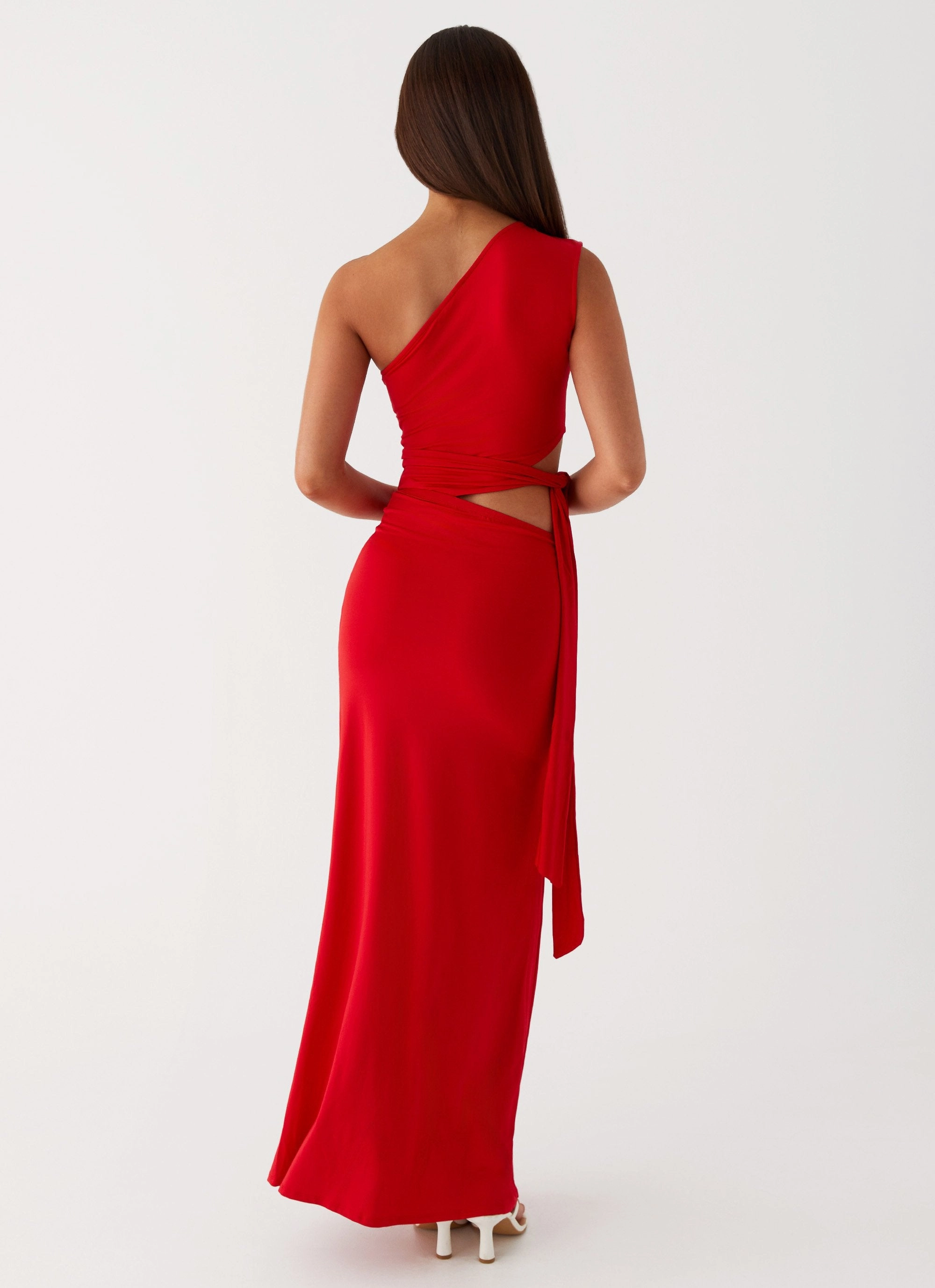 Fitted Base Love Me Tie Maxi Dress - Red