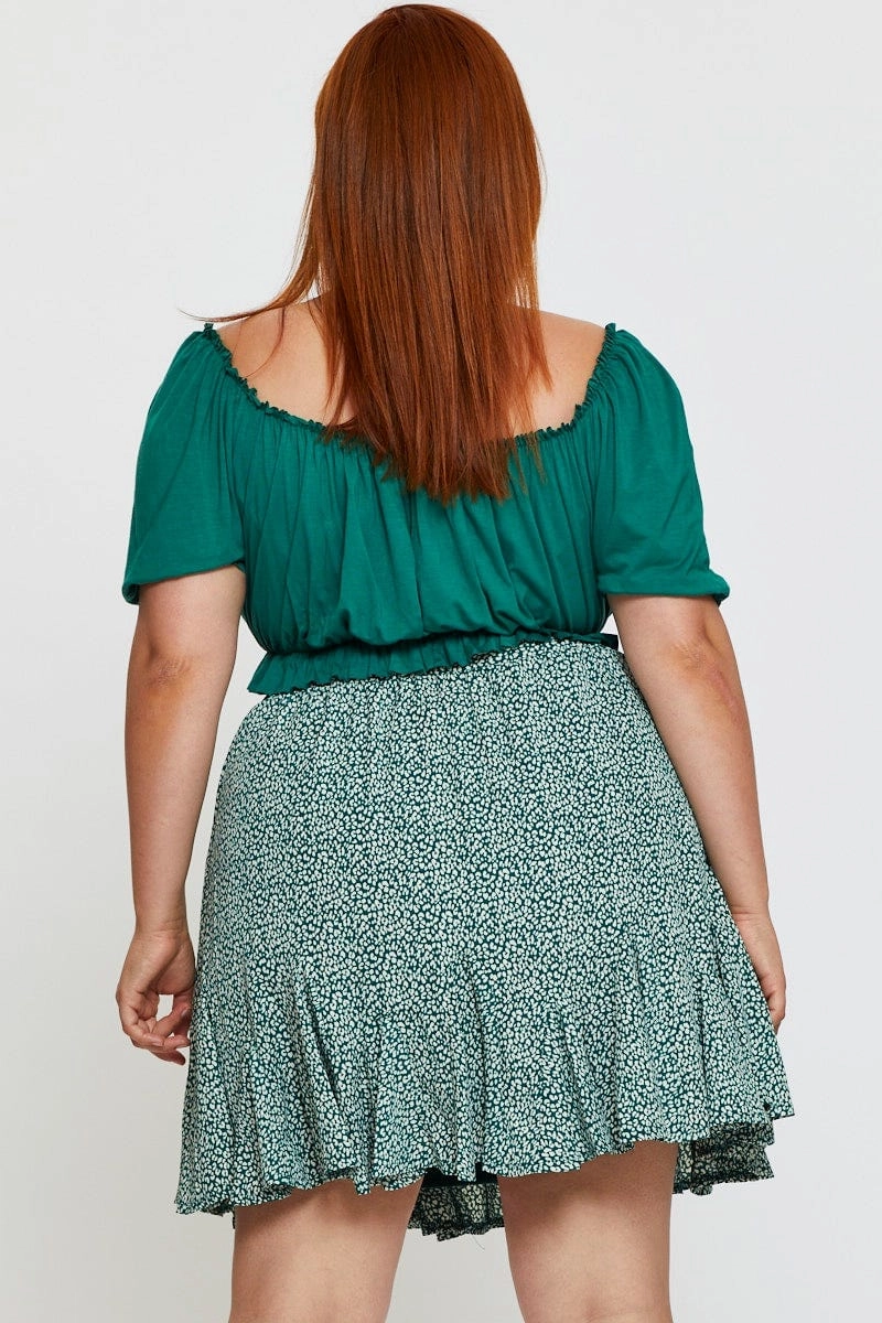 Weekend Vibes Animal Print Mini Skater Skirt Ruffle Hem