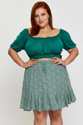 Maxi length Animal Print Mini Skater Skirt Ruffle Hem