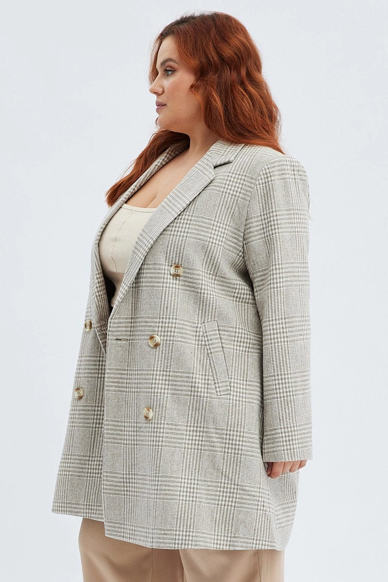 Camel Check Longline Coat Lined Day To Night