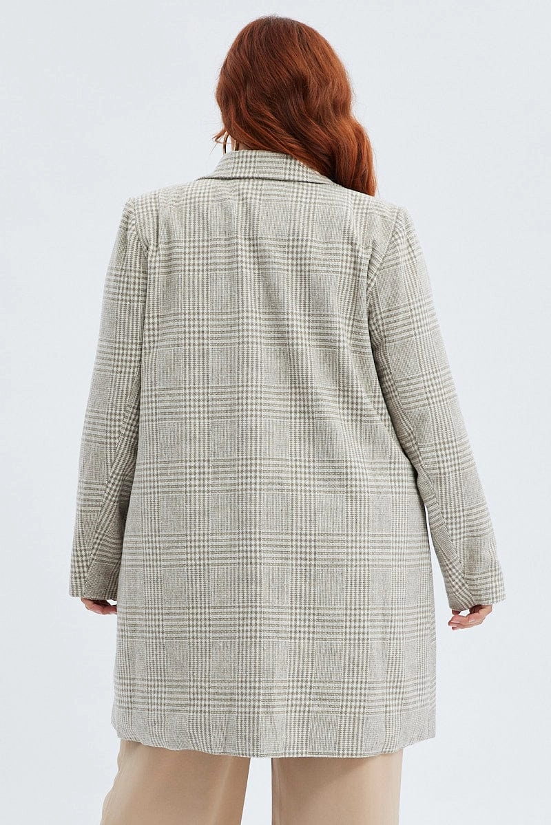 Camel Check Longline Coat Lined Insulated Core Technology
