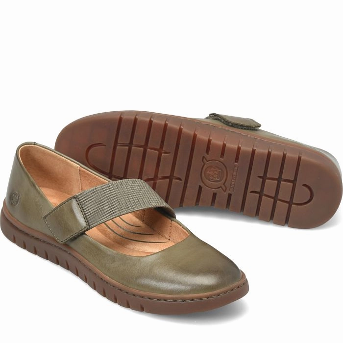 Born Women's Aspen Mary Janes - Light Green Roll Up Office Friendly
