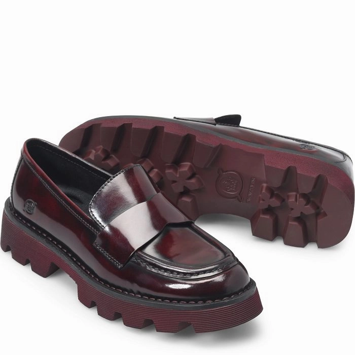 Born Women's Sigge Slip On - Dark Cherry Slip Resistant Sole Date night