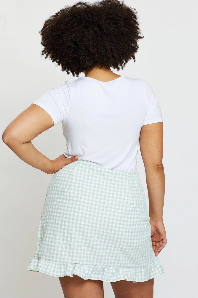 Reinforced Hemline Neat Finish Check Skort Skirt High Rise Frill Hem