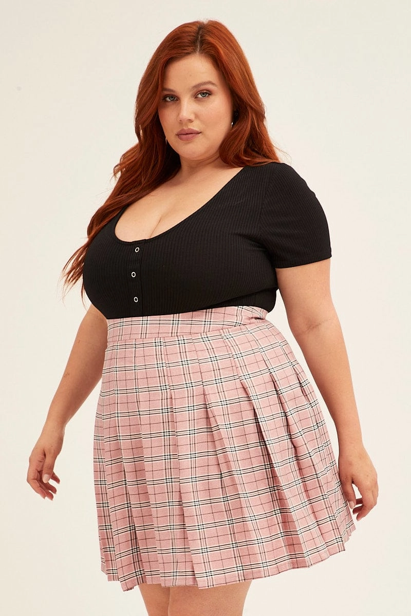 Effortless Feel Check Pleated Skirt Mini