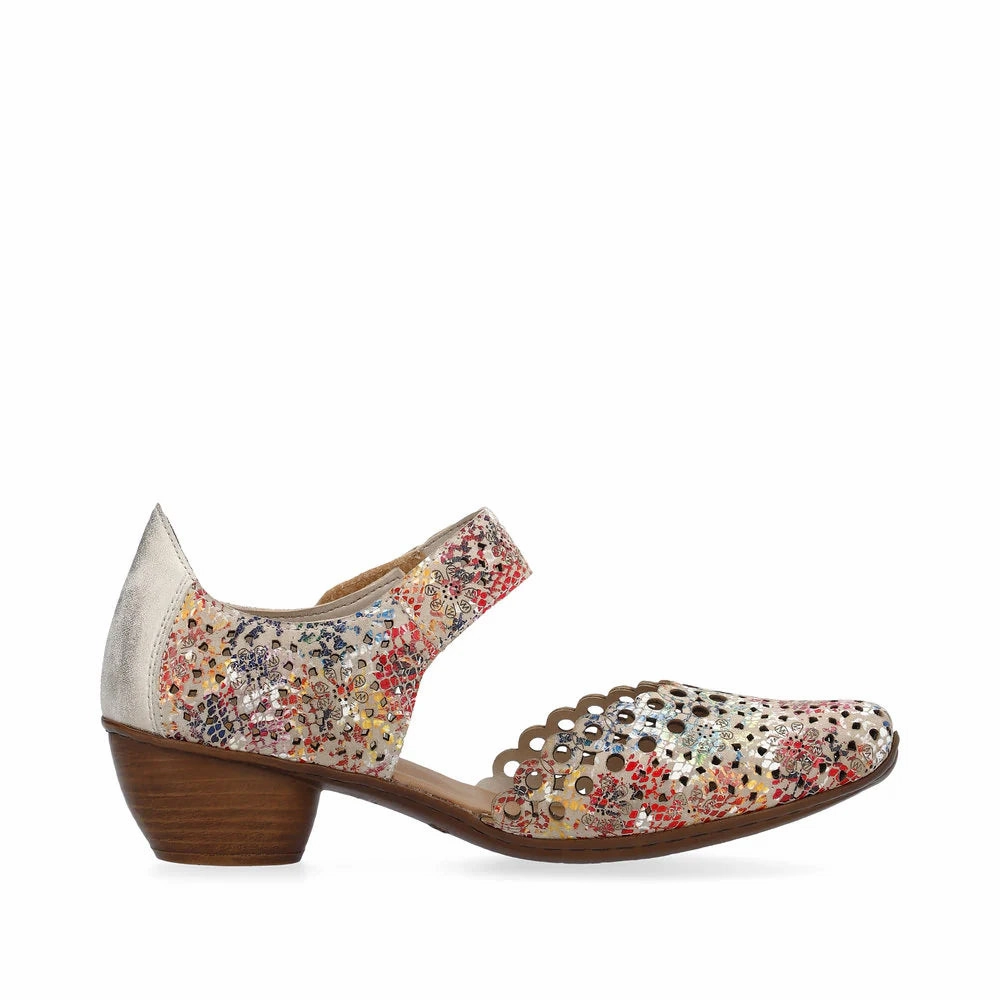 Rieker Women's Mirjam 43753-91 - Beige-Multi/Muschel Pattern Play