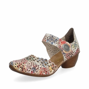 Soft Texture Rieker Women's Mirjam 43753-91 - Beige-Multi/Muschel