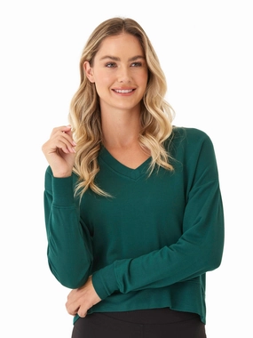 Elyzza Feather Fleece V-Neck Pullover Soft Interior Brushing