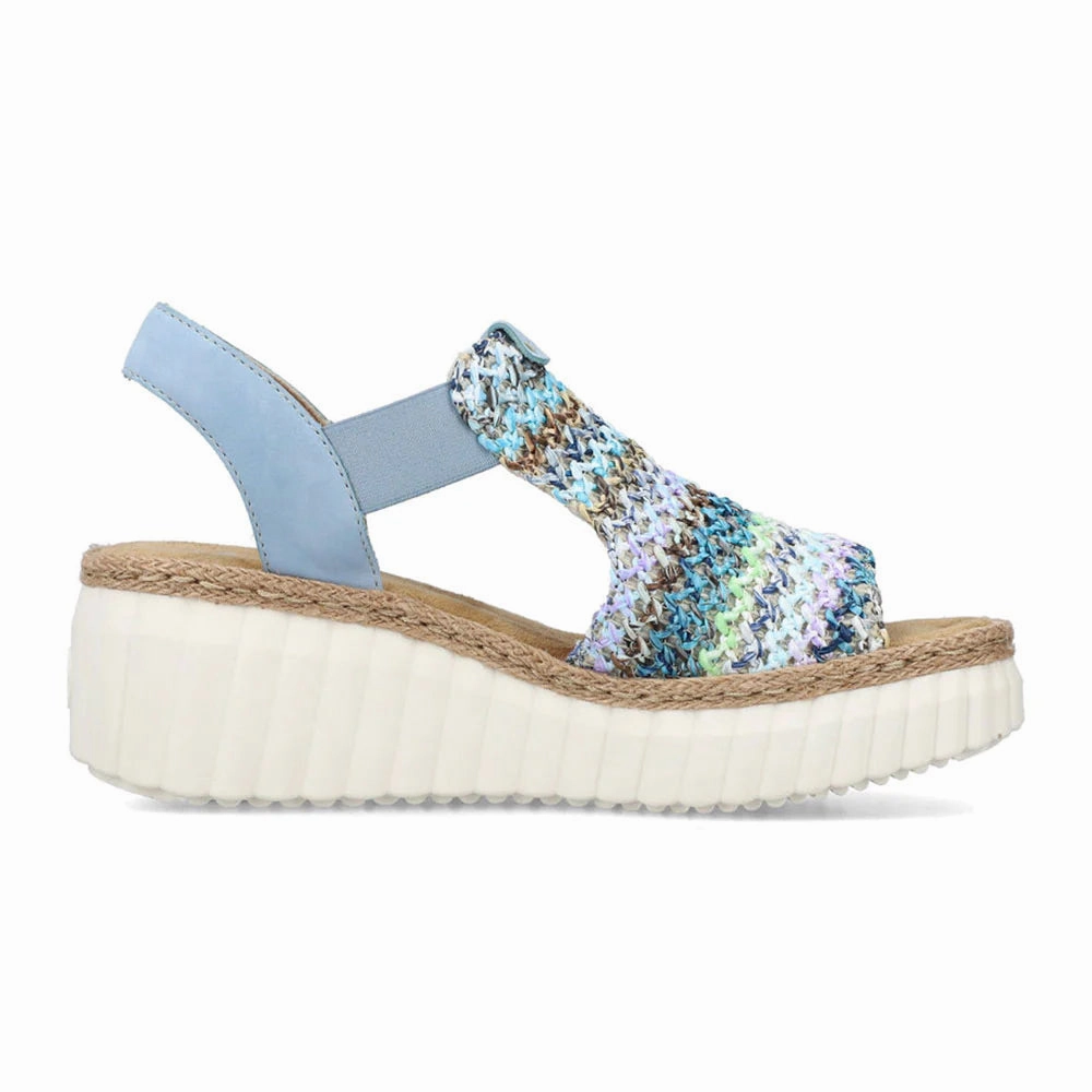 Remonte by Rieker Rose 72 Sandal - Blau-Multi/Aqua studded