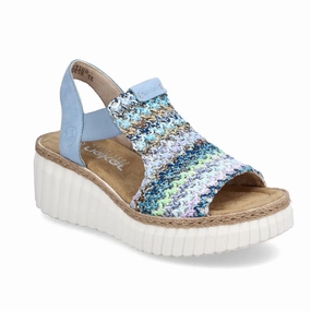Remonte by Rieker Rose 72 Sandal - Blau-Multi/Aqua Cushioned Heel Pad
