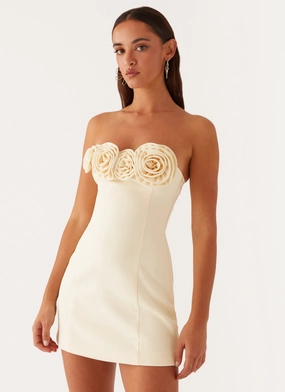 Applique-Detail Patsie Strapless Mini Dress - Yellow