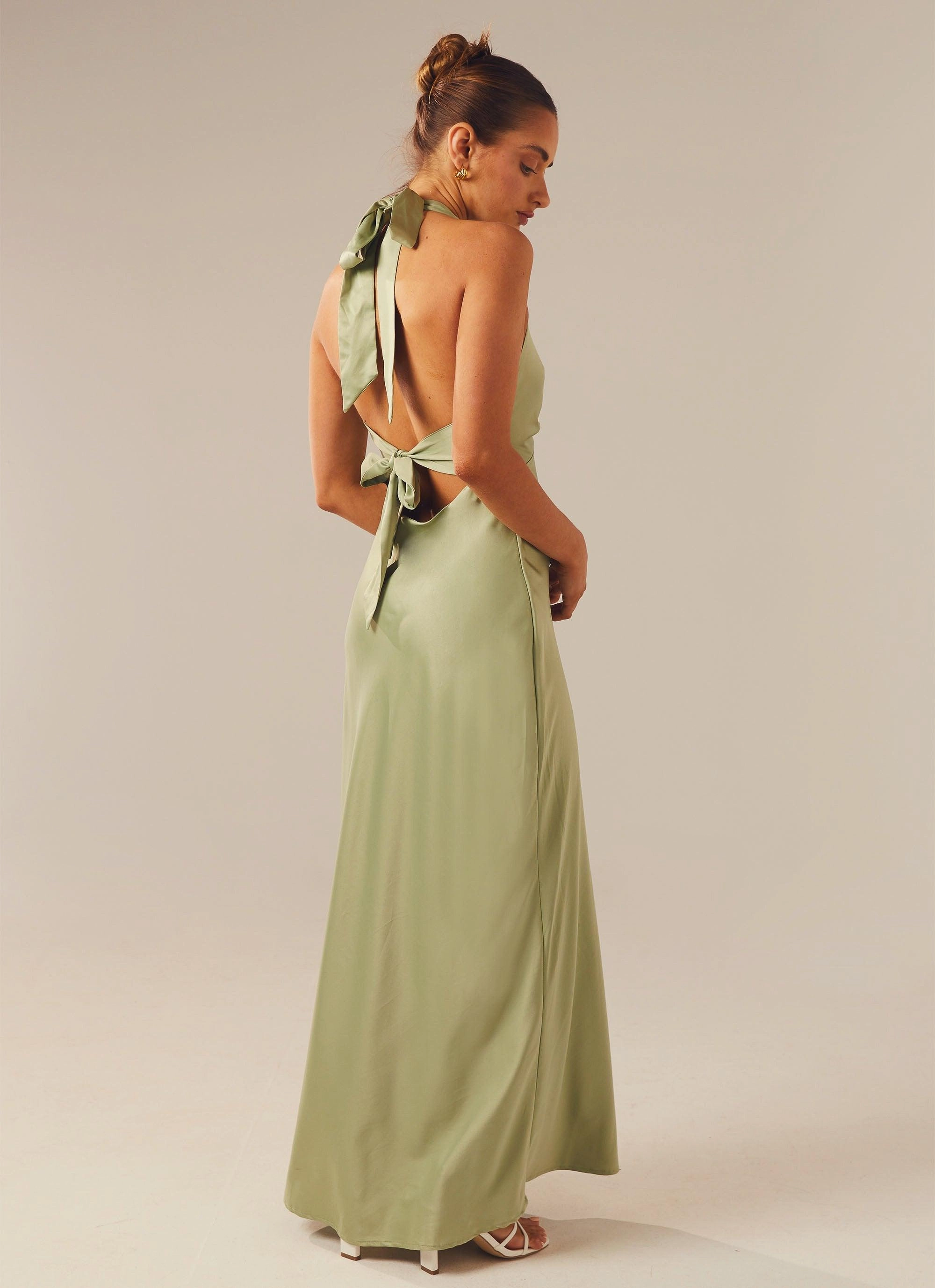 All-Day Fit Heavy Hearted Satin Maxi Dress - Sage
