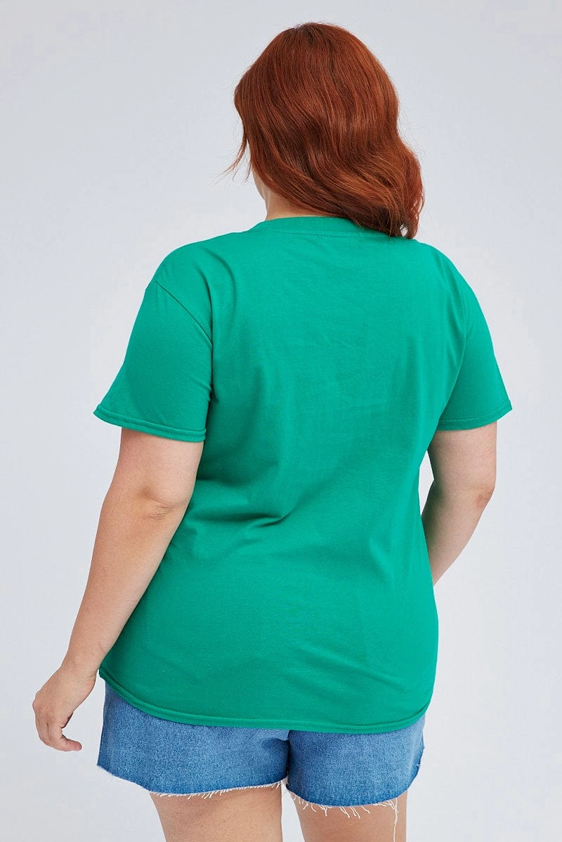 AllDay Comfort Green Graphic T-shirt Brooklyn Short Sleeve Cotton