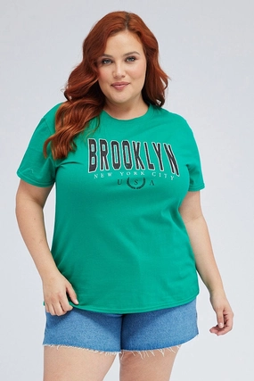 Green Graphic T-shirt Brooklyn Short Sleeve Cotton Timeless casual wear