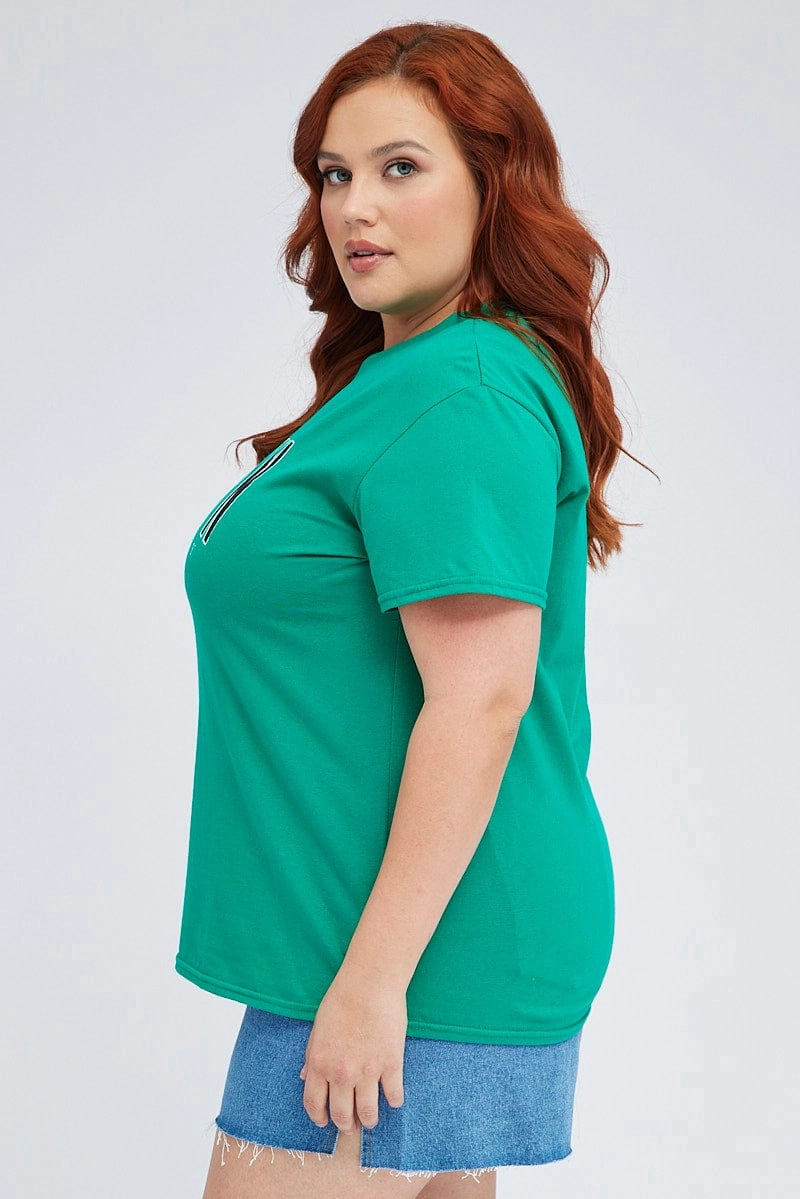 Green Graphic T-shirt Brooklyn Short Sleeve Cotton Versatile Comfort Wear Foam Print Detail