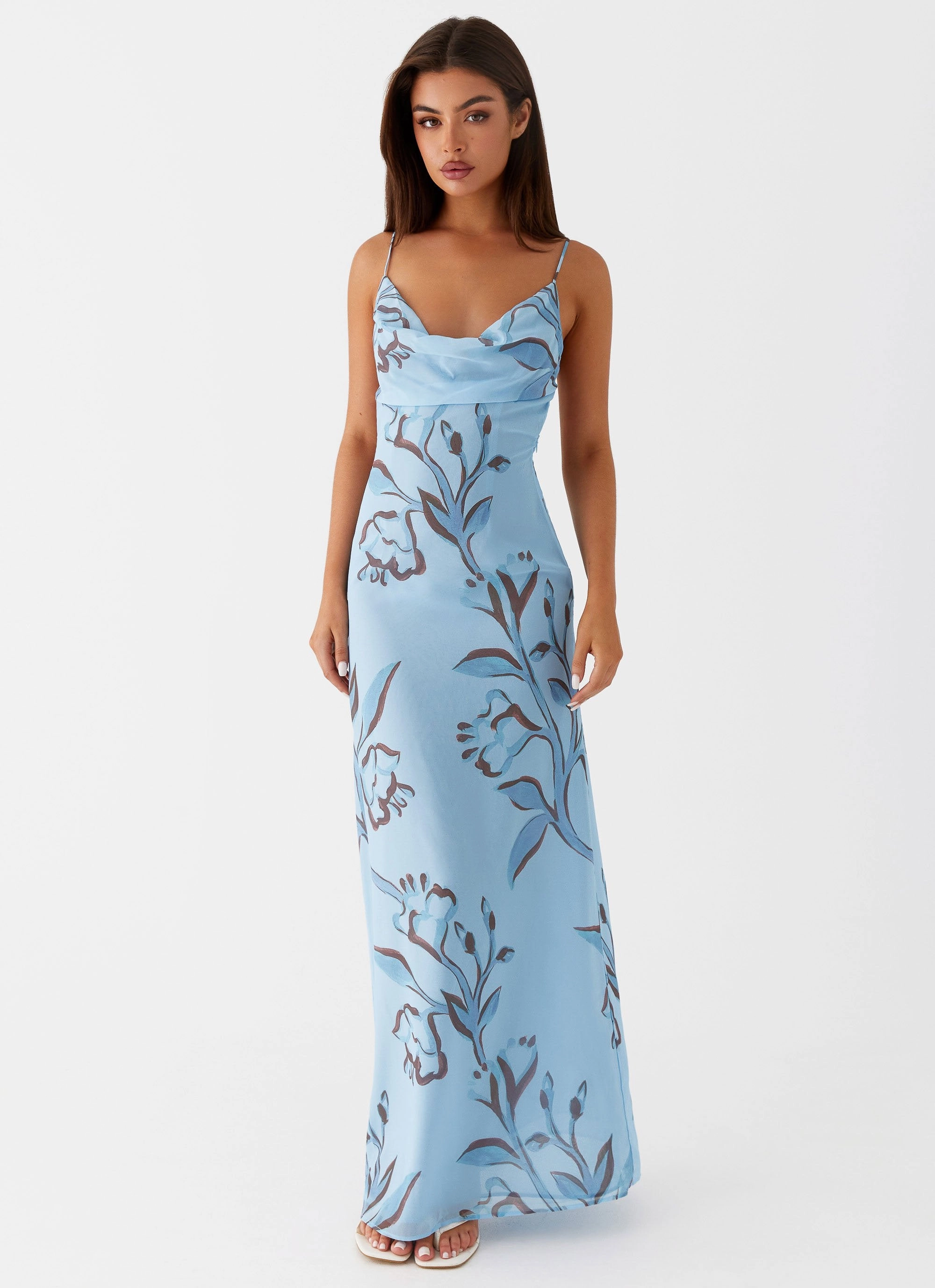 Urban Touch Elegant Appearance Felicia Daisy Maxi Dress - Blue Floral