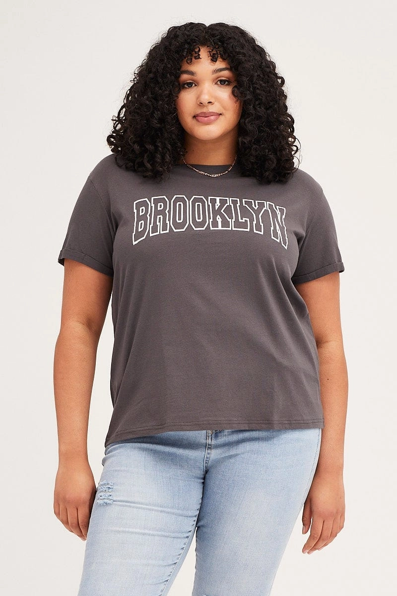 family gathering Grey Short Cuff Sleeve Graphic Regular T-shirt