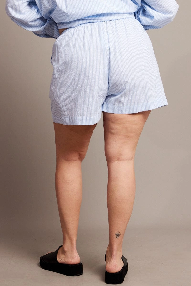 Motion Flex Fit Breathable Motion Blue Stripe Shorts Elasticated Waist