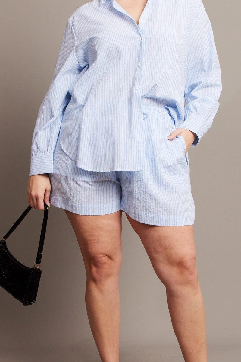 Chill Fit Design Blue Stripe Shorts Elasticated Waist
