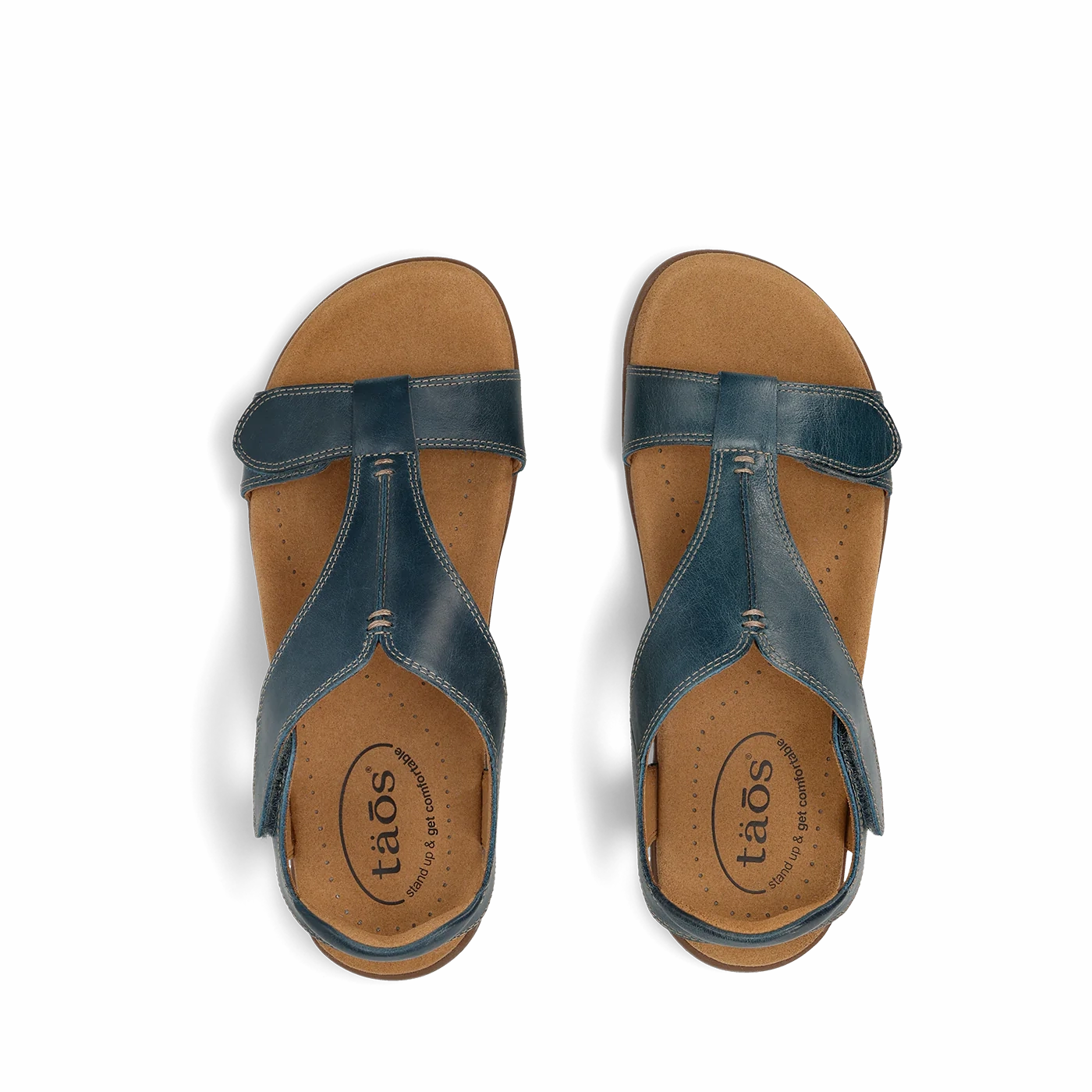 Sun Kissed Cushion Lining Taos Women's The Show Sandals - Petrol Blue Leather