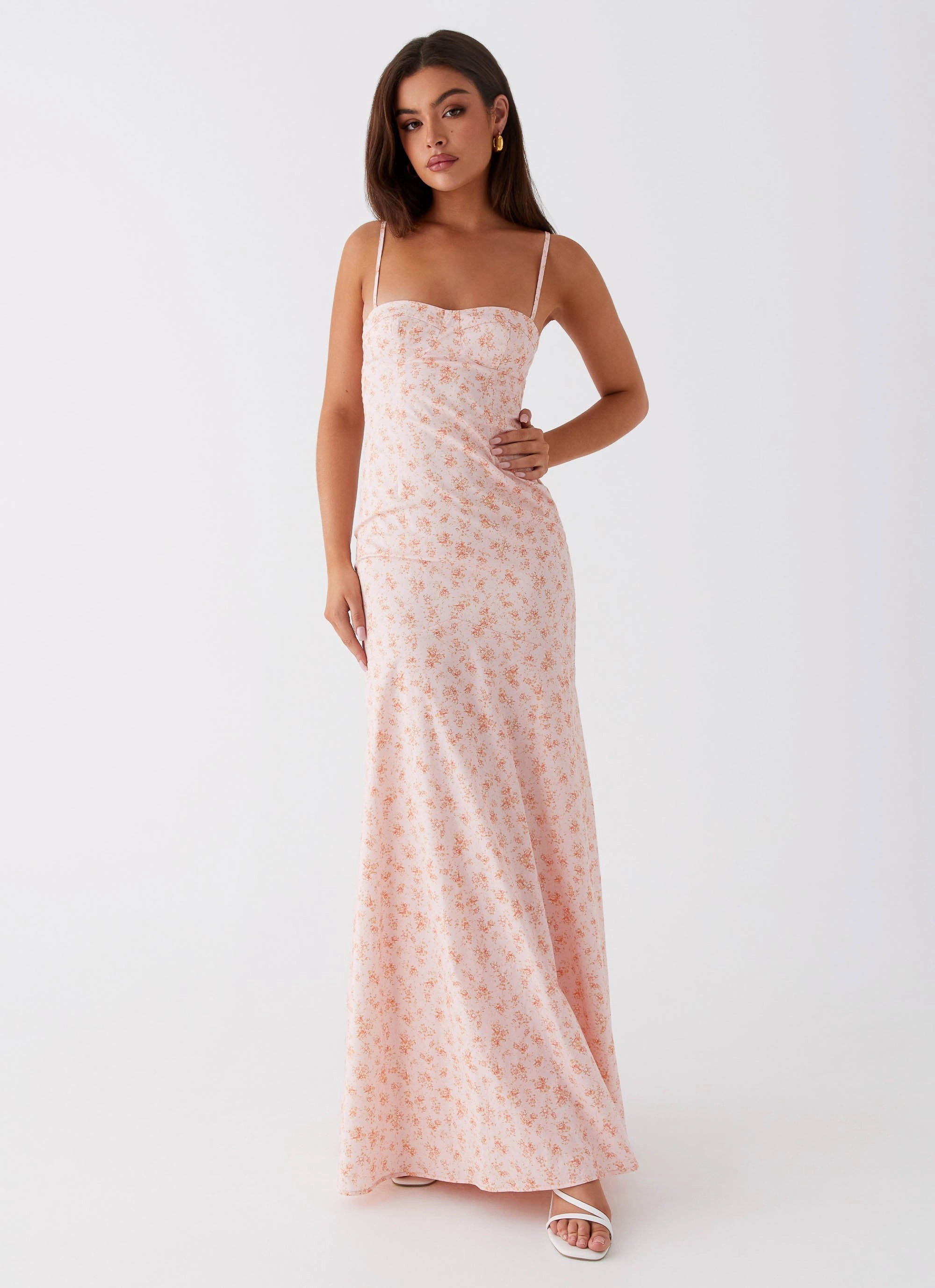Britney Maxi Dress - Pink Ditsy Floral Fresh Form Night Mood