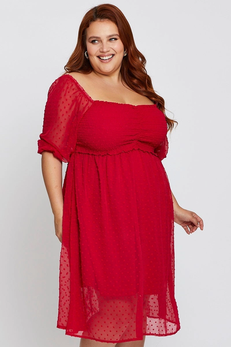All-Day Wear Soft Vibes Brown 3/4 Sleeve Chiffon Flocked Midi Dress