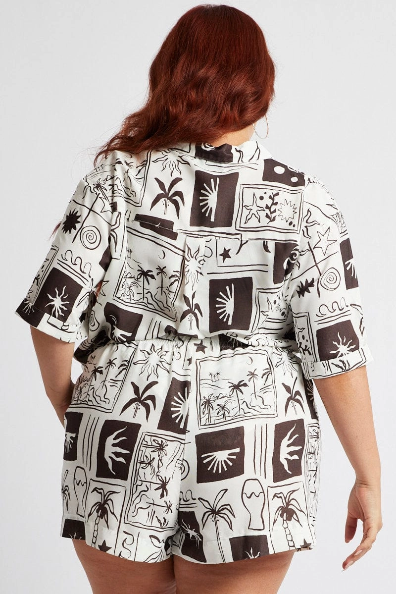 Wrinkle Resistant Material Unmatched comfort Brown Abstract Relaxed Shirt Short Sleeve