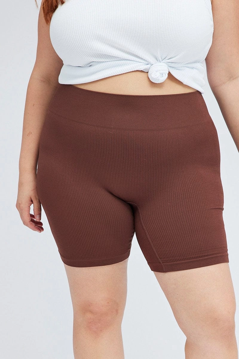 Minimal Fit Brown Bike Shorts Seamless Activewear