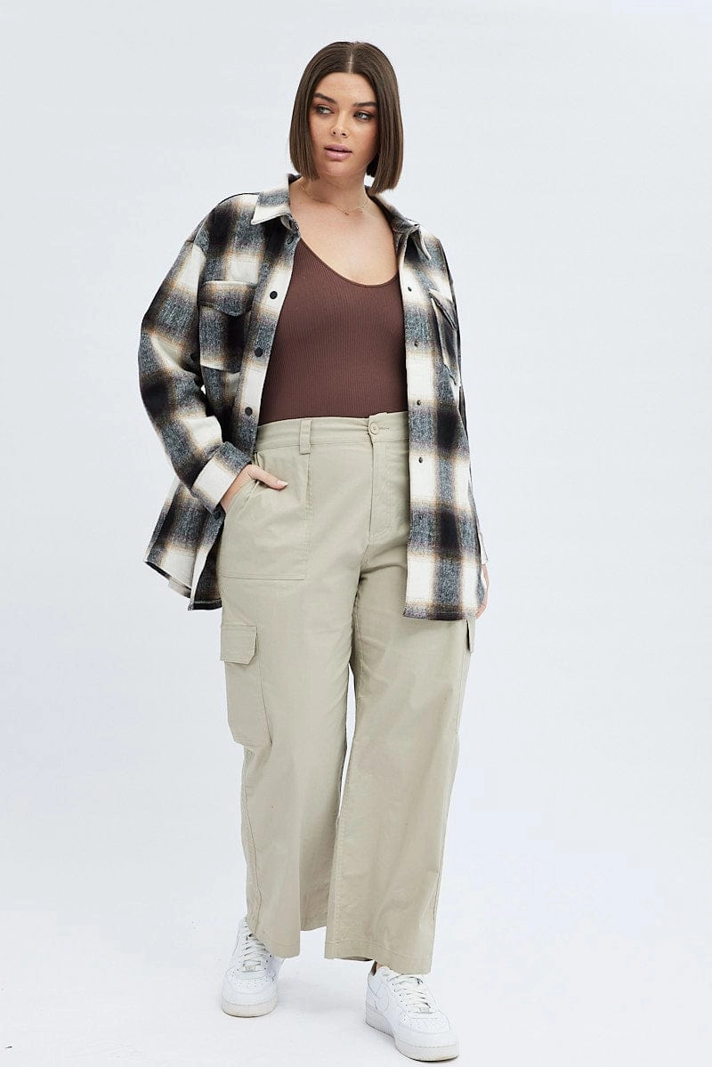 Cold Outfit Brown Check Check Shacket