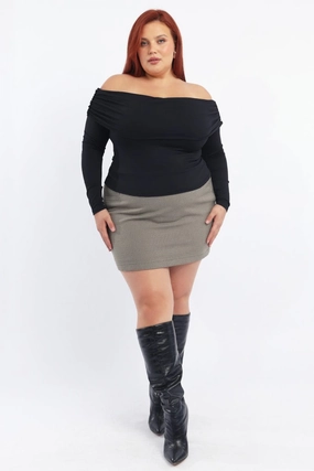 Print Mix Brown Check Mini Skirt