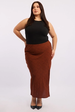 Brown Geo Spot Slip Skirt Modern Luxe Heritage Craft
