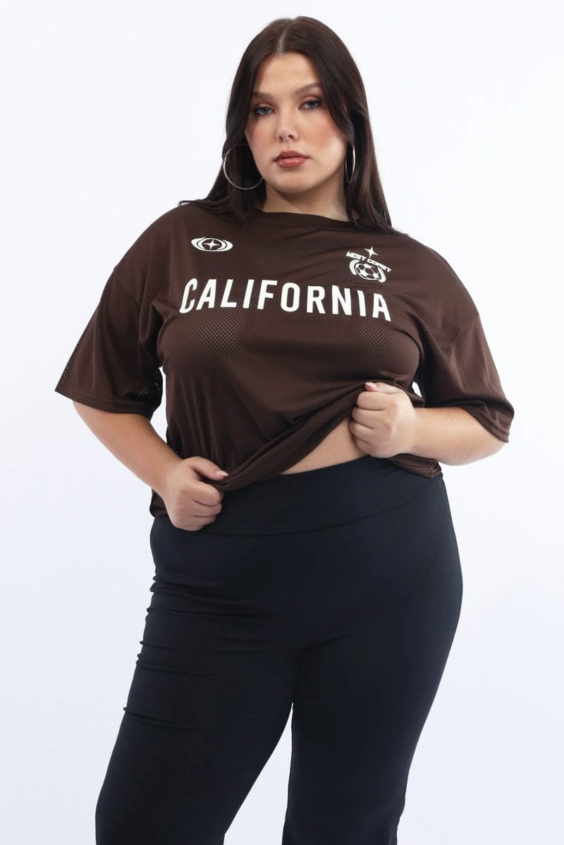 Brown Graphic T Shirt Short Sleeve Crew Neck Cool Vibes Smart Wear