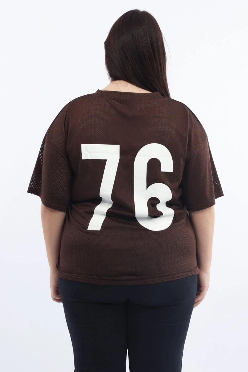 Bold Comfort Brown Graphic T Shirt Short Sleeve Crew Neck