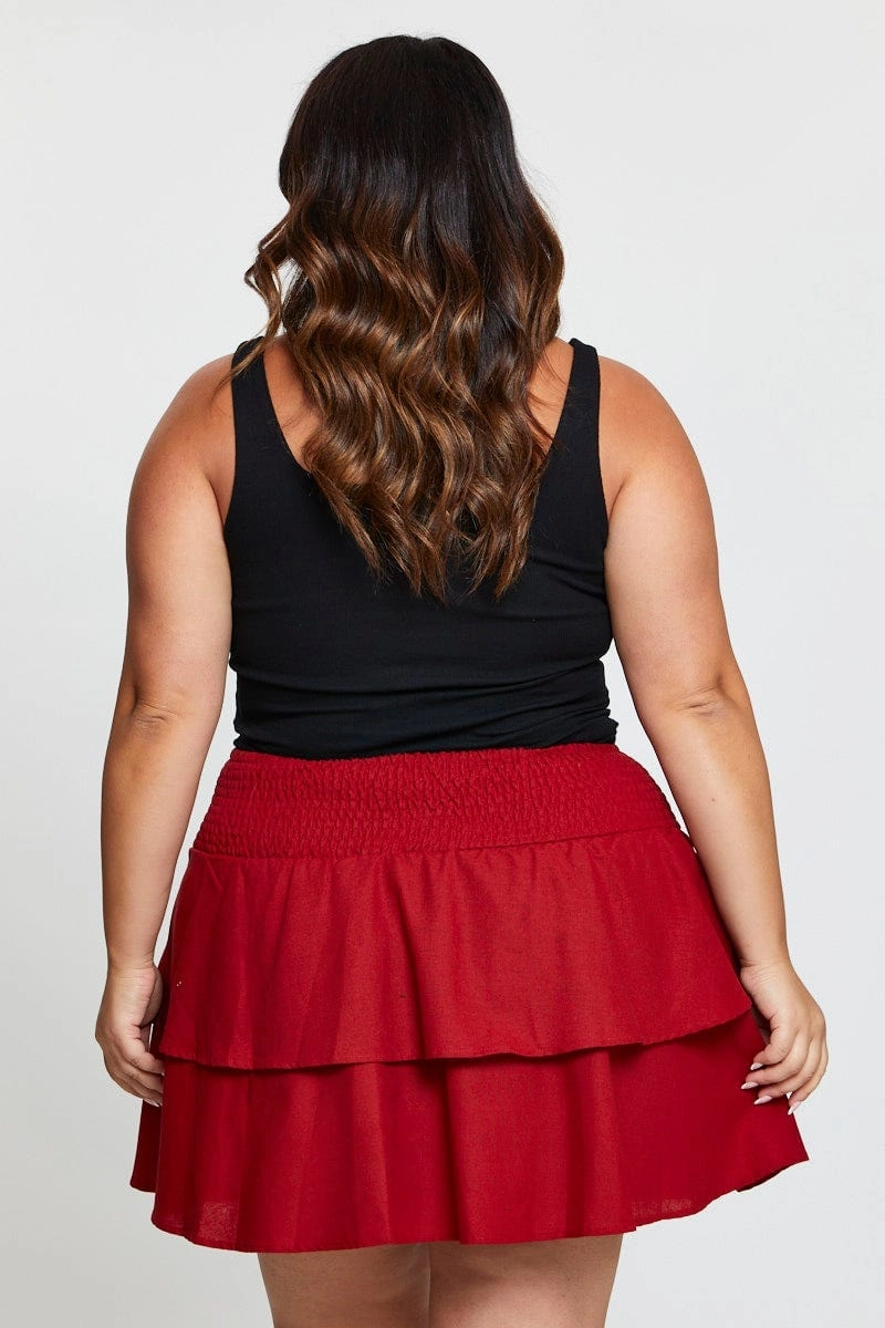 Brown Mini Skater Skirt Tie High Street Fashion Lightwear Look