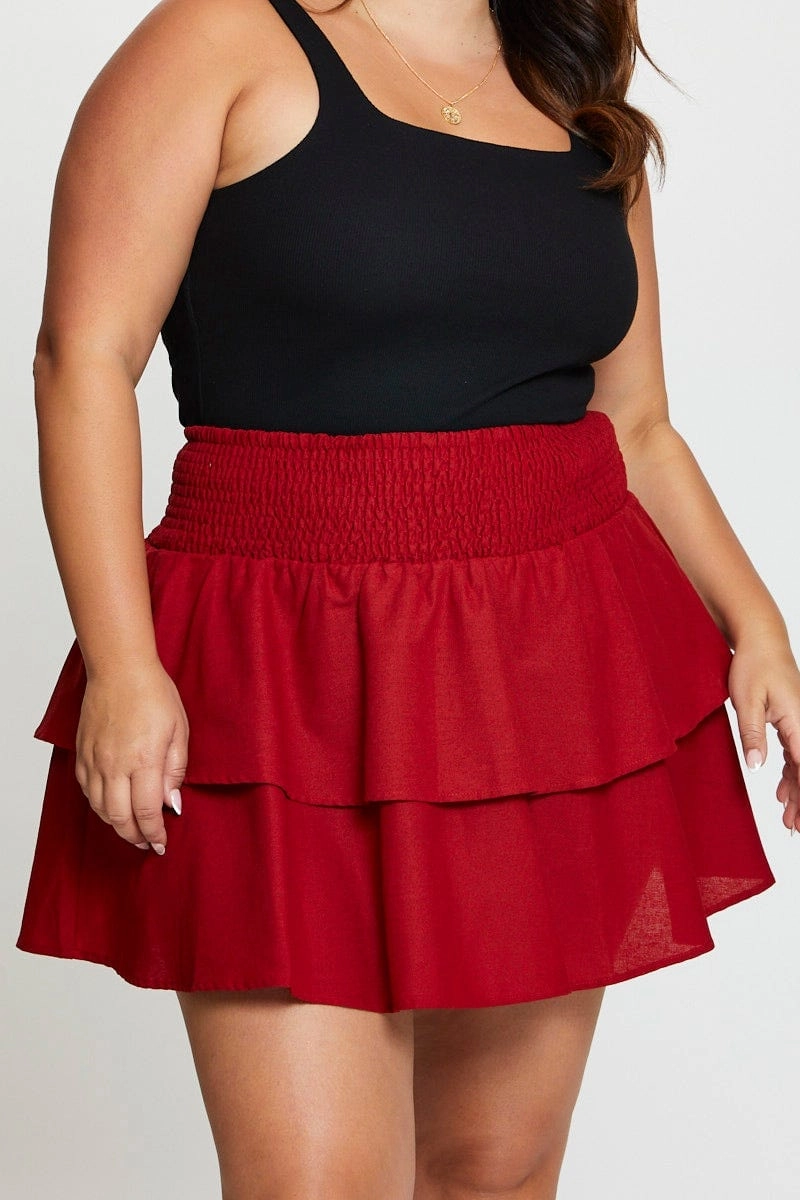 high contrast Brown Mini Skater Skirt Tie