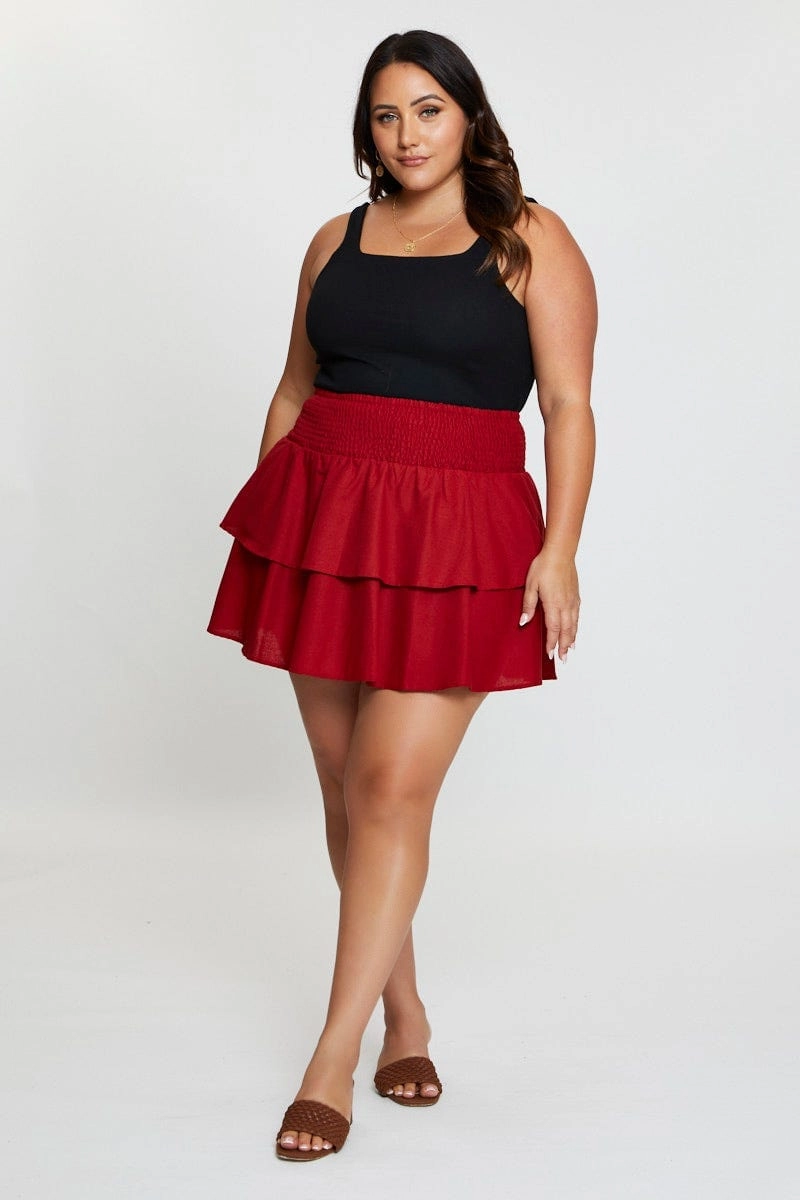 Easy Motion Foldable Packability Brown Mini Skater Skirt Tie