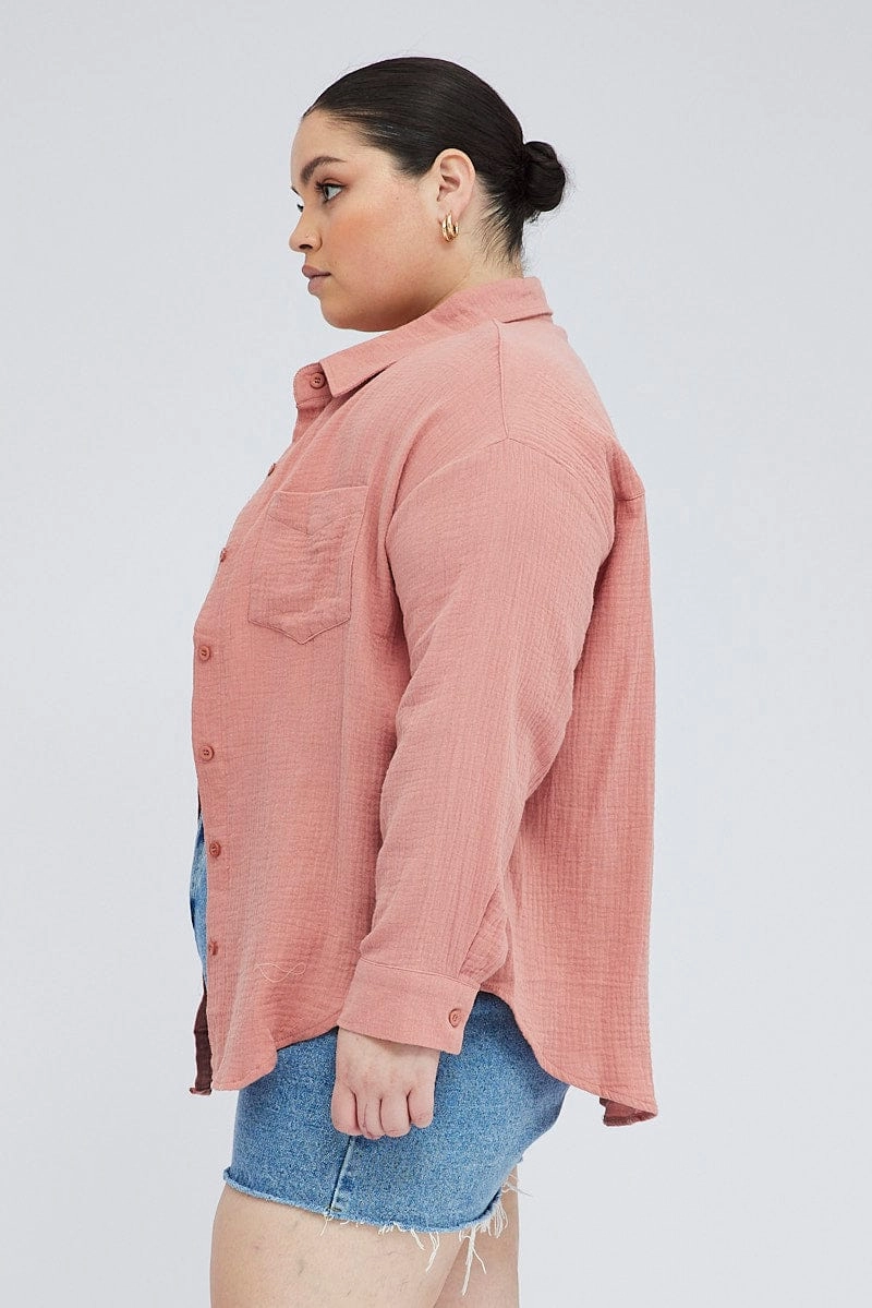 Neutral Tones Brown Relaxed Shirt Long Sleeve